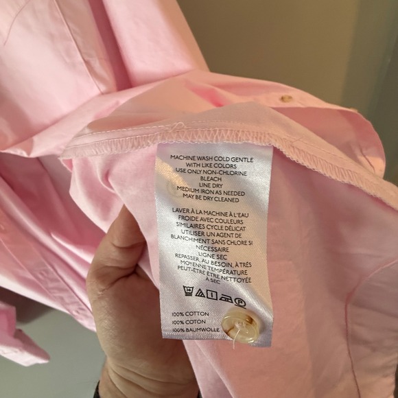 Maeve Anthropologie Soren Shirt Dress Pink Poplin Midi Oversized 1X Small Flaw - Picture 11 of 15